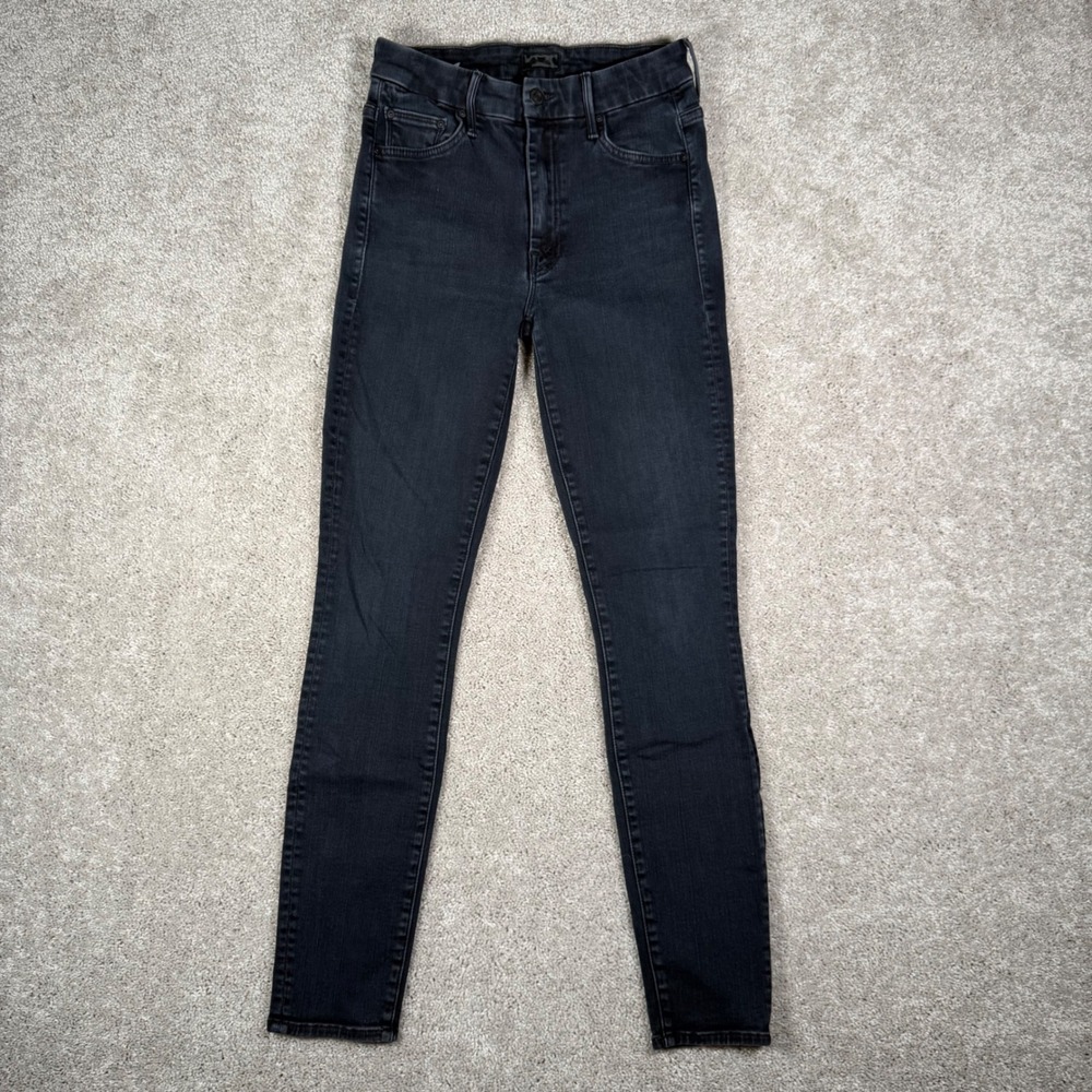 MOTHER Dark Gray Skinny Jeans with Multicolor Star Patch - Picture 4 of 13